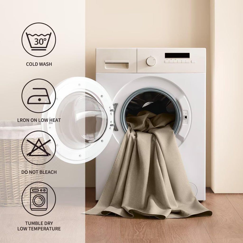 Faux Linen Tablecloths for Rectangle Tables, Burlap Textured Table Cloths Washable Farmhouse Table Cover Water Resistant for Dining, Wedding, Outdoor(Khaki, 52"×70")