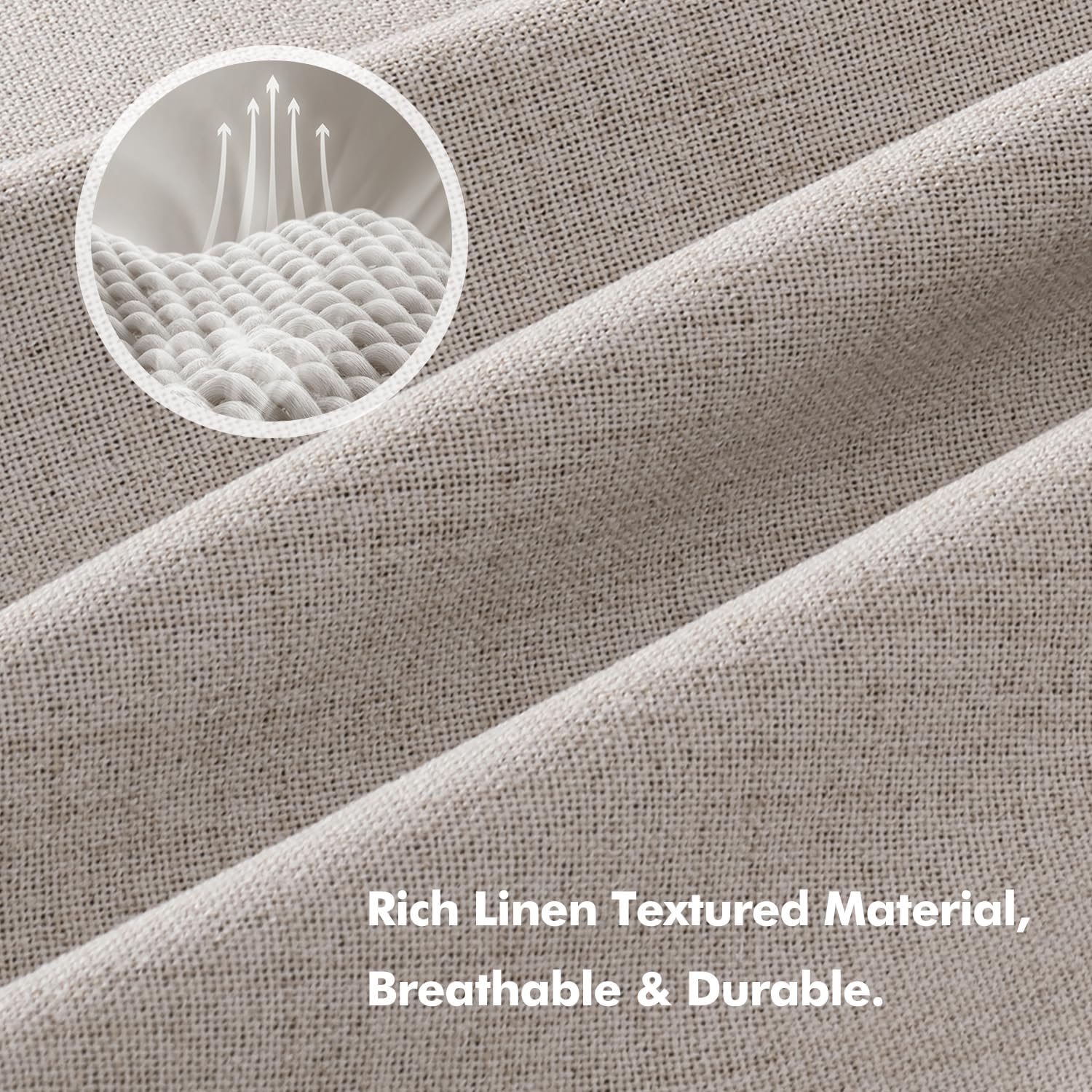 100% Blackout Linen Curtains for Bedroom, Ivory Solid Luxury Decor Thermal Insulation Room Darkening Drapes for Living Room Nursery Back Tab Rod Pocket 42 x 84 Inches, 2 Panels