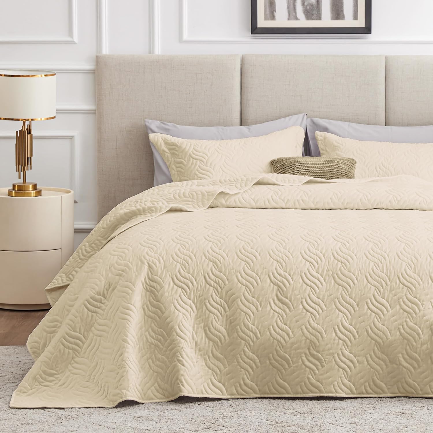 Love's cabin Quilts for Queen Bed Blue Bedspreads - Soft Bed Summer Lightweight Bedspread Comforter - Modern Style Coin Pattern Coverlet for All Season - 3 Pieces (1 Quilt, 2 Pillow Shams)